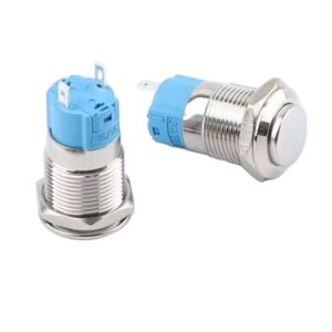 Primary Product Image: 12mm ABS waterproof push button switch with flat head design and 2-pin terminals Side Profile View: Side view showing high-head profile of 12mm waterproof momentary/self-locking switch Terminal Close-up: 2-pin solder terminals on IP65 rated ABS push button switch Waterproof Demonstration: IP65 waterproof testing of 12mm ABS push button switch in wet environment Dual Operation Display: Visual comparison showing self-locking and momentary operation modes Panel Installation Example: 12mm flat head switch installed in industrial control panel application Multiple Unit Presentation: Collection of ABS waterproof push button switches in various colors Application Context: 12mm 10A push button switch used in power start control system