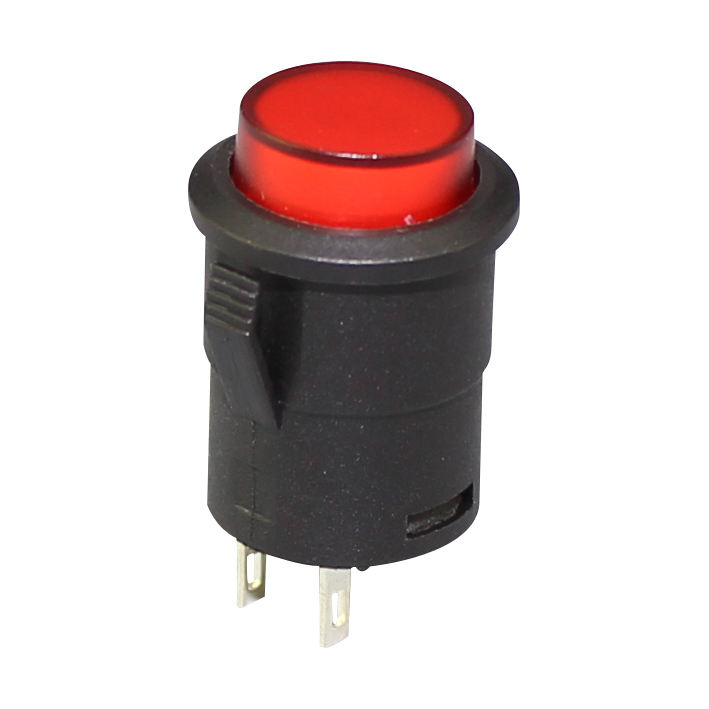 Main Product Shot: 16mm plastic momentary push button switch with 2-pin SPST OFF-(ON) design Color Options Display: Multiple color options of 16mm momentary push button switches - red, yellow, blue, white, green, black Side Profile View: Side view showing compact plastic construction of momentary push button switch Mounting Demonstration: 16mm momentary switch installed in panel with standard 16mm mounting hole Terminal Close-up: 2-pin terminal configuration on plastic momentary push button switch Application Context: Plastic momentary switch used in consumer electronics control panel Size Comparison: 16mm push button switch shown with dimensional reference for installation planning Multiple Units Packaging: Bulk packaging of plastic momentary push button switches for industrial supply