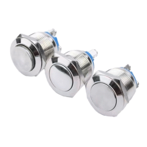 Main Product Image: 19mm IP65 waterproof brass nickel-plated momentary push button switch Corrosion Resistance Display: Nickel-plated brass construction showing corrosion-resistant properties Side Profile View: Side view of flat head momentary push button switch with dimensions Terminal Close-Up: Screw terminal connections on waterproof brass push button switch Waterproof Testing: IP65 waterproof demonstration for industrial momentary switch Marine Application: Brass push button switch installed in marine control panel Industrial Context: Momentary self-resetting switch in machinery control application Multiple Units: Silver and green finished brass push buttons for industrial use