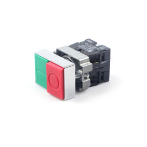 22mm metal dual push button switch with red and green buttons Front View Display: Dual function push button switch showing NO NC momentary contacts Side Profile View: Side view showing 22mm mounting dimensions and metal construction Terminal Close-Up: Electrical terminals for NO and NC circuits on dual push button Industrial Application: Dual push button switch installed in industrial control panel Operation Demonstration: Momentary action of red and green buttons in operation Multiple Units Display: Metal dual push button switches in industrial packaging Control Panel Context: Red and green dual switch in machinery control application