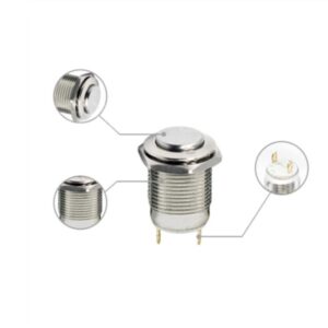 Main Product Shot (Front View): 8mm IP65 waterproof metal push button switch with spherical head Side Profile View: Side view of 8mm self-resetting momentary push button switch showing metal construction Terminal Close-up: Wiring terminals of 8mm 1NO normally open push button switch IP65 Demonstration: IP65 rated 8mm metal push button switch with water resistance demonstration Size Comparison: 8mm spherical head push button switch size comparison showing compact dimensions Installation Example: 8mm momentary push button switch installed in control panel application Multiple Units Display: Multiple 8mm IP65 waterproof metal push button switches in silver and green colors