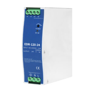 EDR-120W 120W DIN Rail Power Supply - Industrial Grade 120W 24V 5A Switching Power Supply on DIN Rail Internal Components of EDR-120W Industrial PSU Wiring Diagram for EDR-120W DIN Rail Mount Power Supply