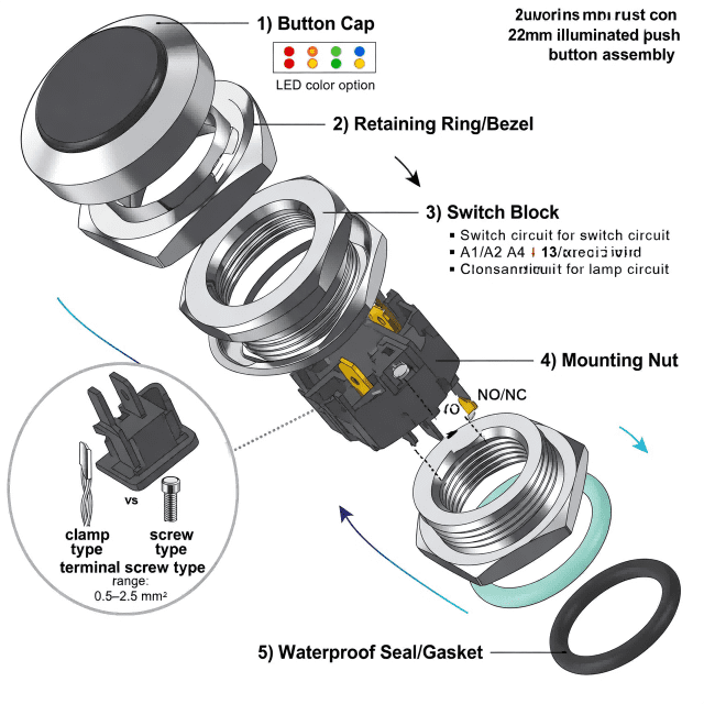 22mm-Illuminated-Push-Buttons-Industrial-Control-Panel-Installation-Wiring-Tips