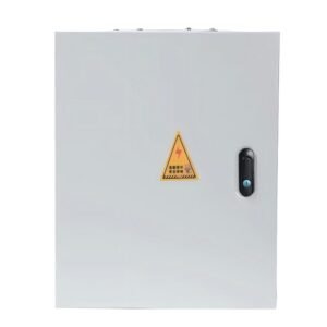 IP54-electrical-metal-control-box-wall-mount-silver steel-electrical-enclosure-400x300x200mm-surface-mount industrial-metal-distribution-box-open-door-view hot-dip-galvanized-control-box-for-outdoor-installation custom-size-metal-junction-box-with-mounting-flanges electrical-control-cabinet-IP54-rated-for-dust-moisture