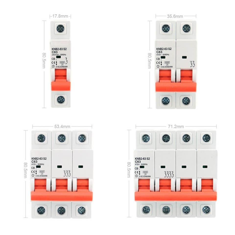 Complete range of miniature circuit breakers 6A-63A on DIN rail Comparison of 1P 2P 3P 4P MCB configurations C curve MCB protection characteristics chart MCB installation in residential electrical panel Industrial MCB panel with 3P and 4P breakers Close-up of MCB terminals and connection points MCB product testing and quality control process Packaging of miniature circuit breakers for shipment