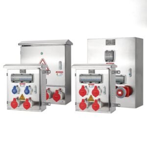 IP65-stainless-steel-industrial-distribution-box-silver waterproof-steel-electrical-enclosure-sandblasted-finish customizable-industrial-junction-box-with-mounting-flanges stainless-steel-distribution-box-open-view-internal heavy-duty-industrial-enclosure-for-outdoor-installation IP65-rated-metal-electrical-box-for-harsh-environments