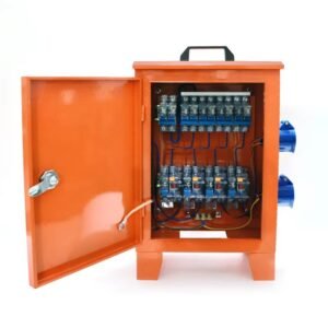 construction-site-temporary-distribution-box-IP44 level-3-distribution-box-380V-220V-outputs-front portable-electrical-box-for-welding-machines-tools IP44-rated-site-distribution-box-side-view-handle temporary-power-box-open-internal-circuit-breakers lightweight-distribution-box-6kg-for-construction-use