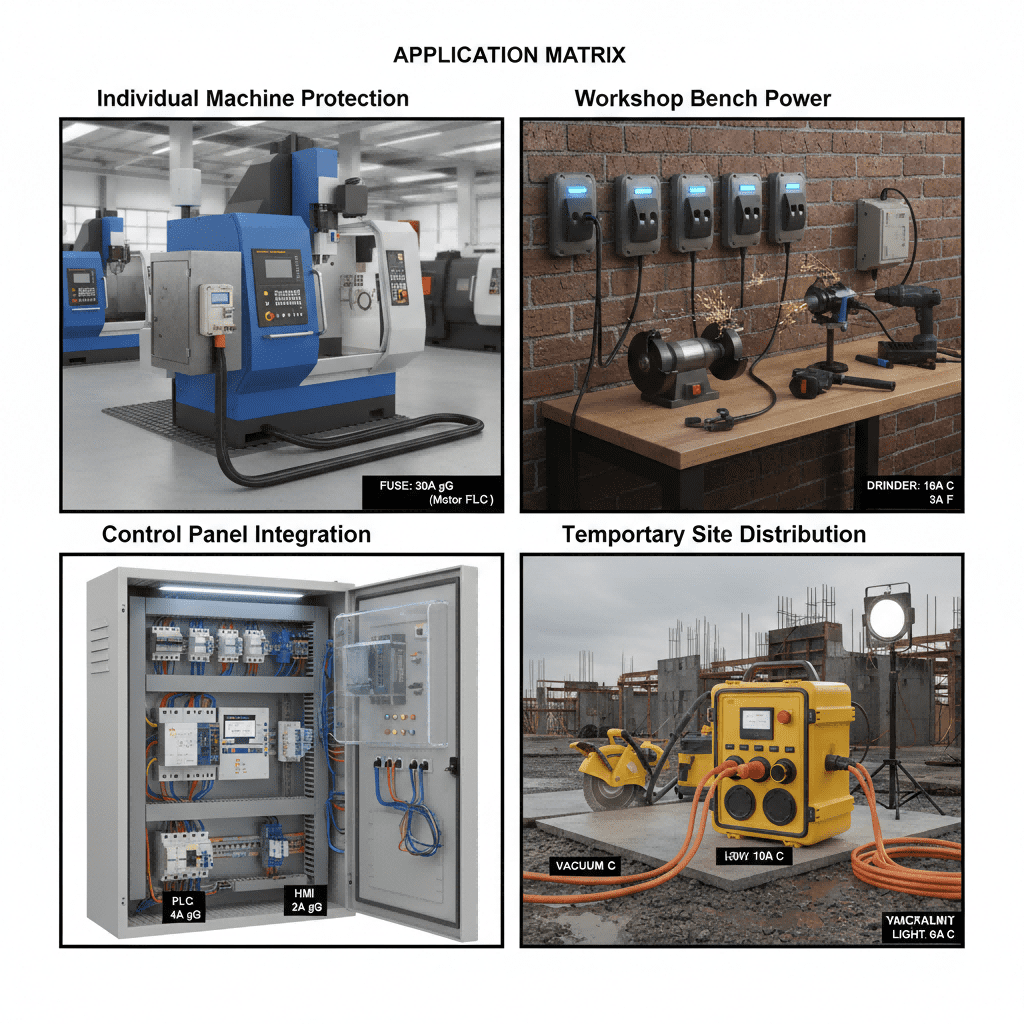 Infographic combining safe step-by-step instructions for mating cam lock connectors with a selection guide for voltage, pin configuration, and current rating.