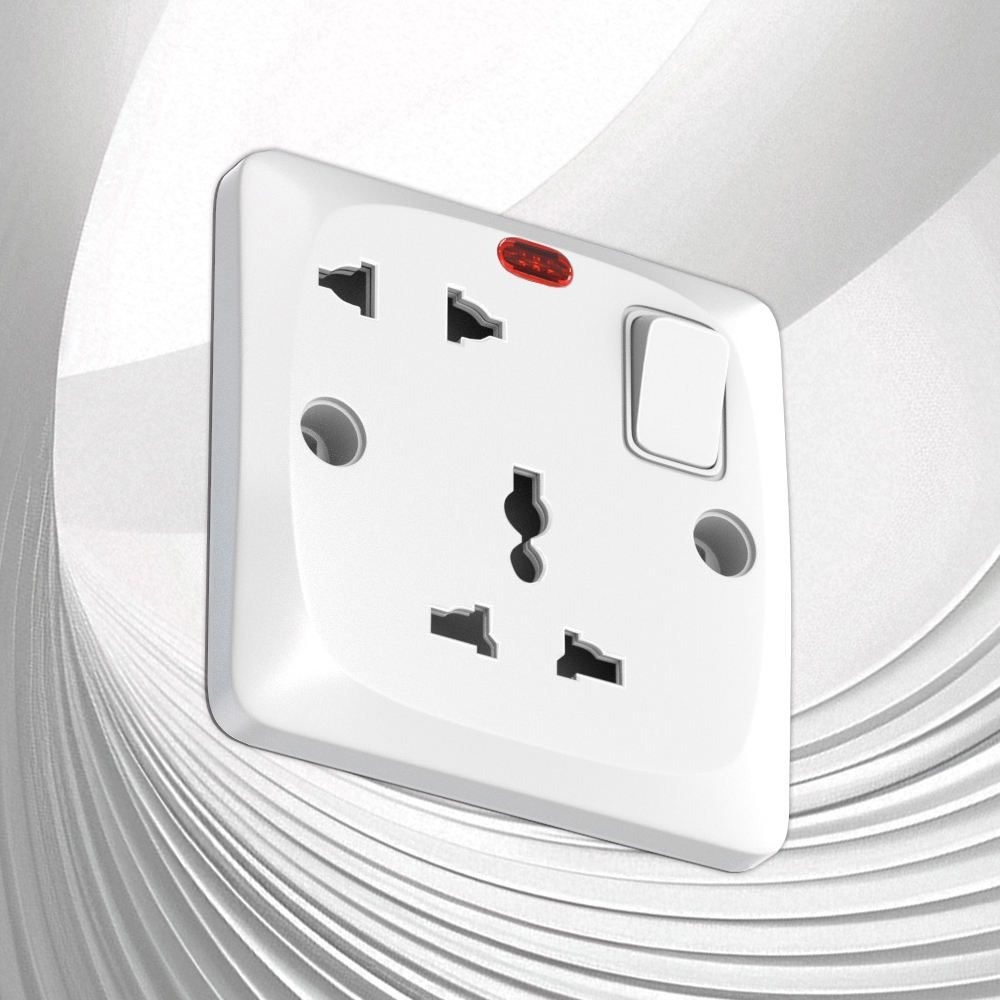 16A 2 Pin and 3pin MF Switched Socket with Neon Electrical Accessories British Standard Switch Socket - Image 3